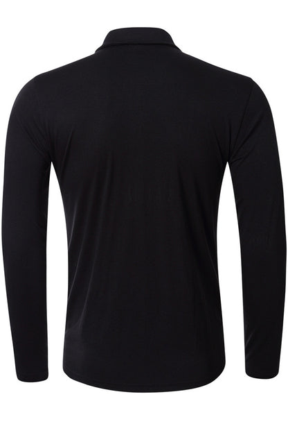 Mens Long Sleeve High Neck Basic Tee Polo Shirts