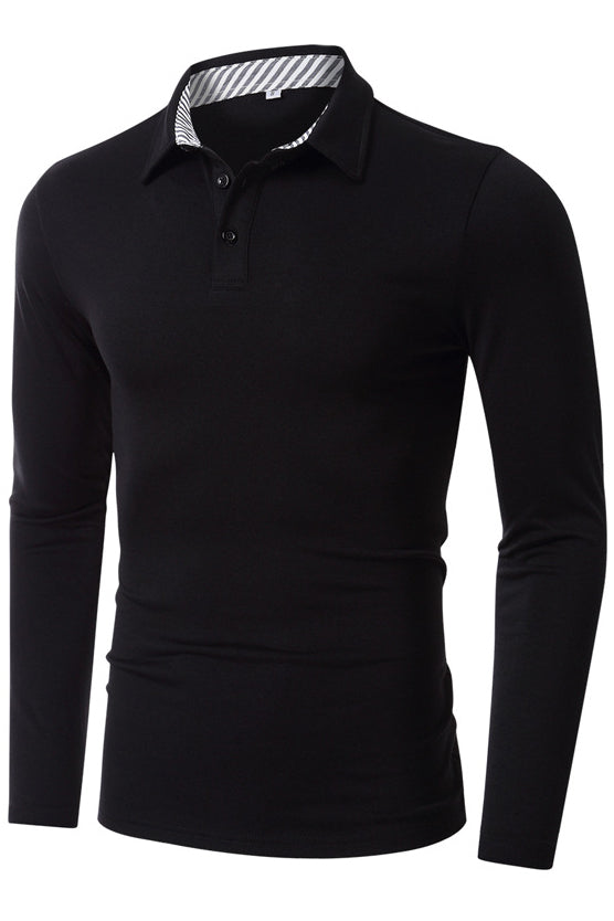 Mens Long Sleeve High Neck Basic Tee Polo Shirts