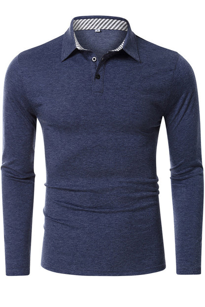 Mens Long Sleeve High Neck Basic Tee Polo Shirts