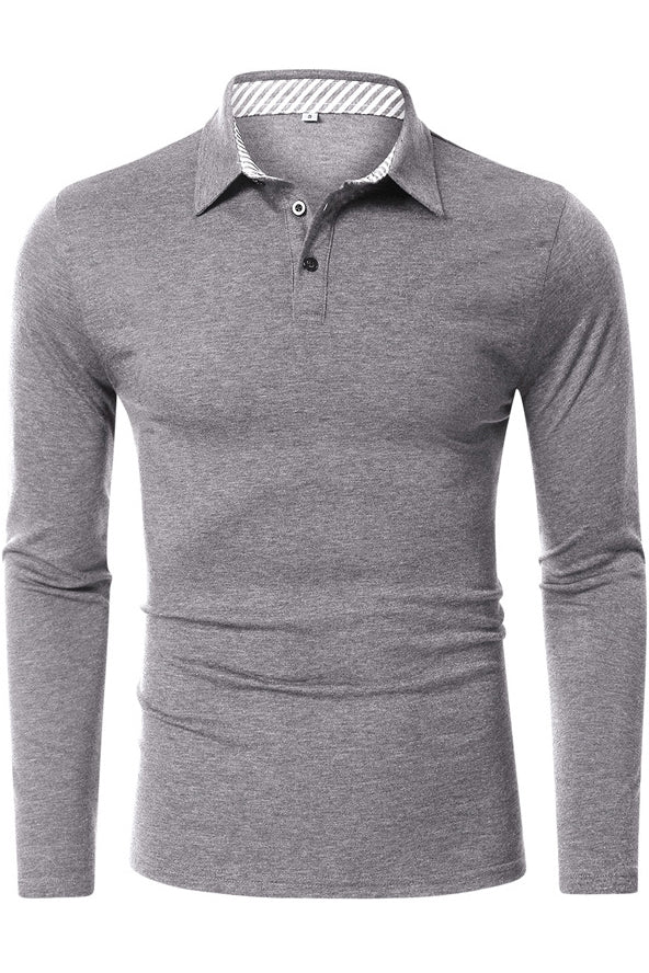 Mens Long Sleeve High Neck Basic Tee Polo Shirts