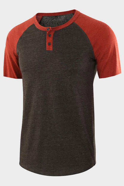 Mens Casual Loose Short Sleeve Henley Shirts