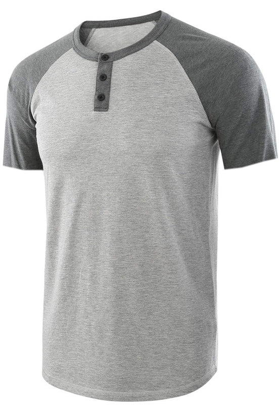 Mens Casual Loose Short Sleeve Henley Shirts