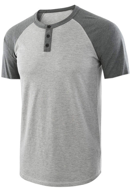 Mens Casual Loose Short Sleeve Henley Shirts