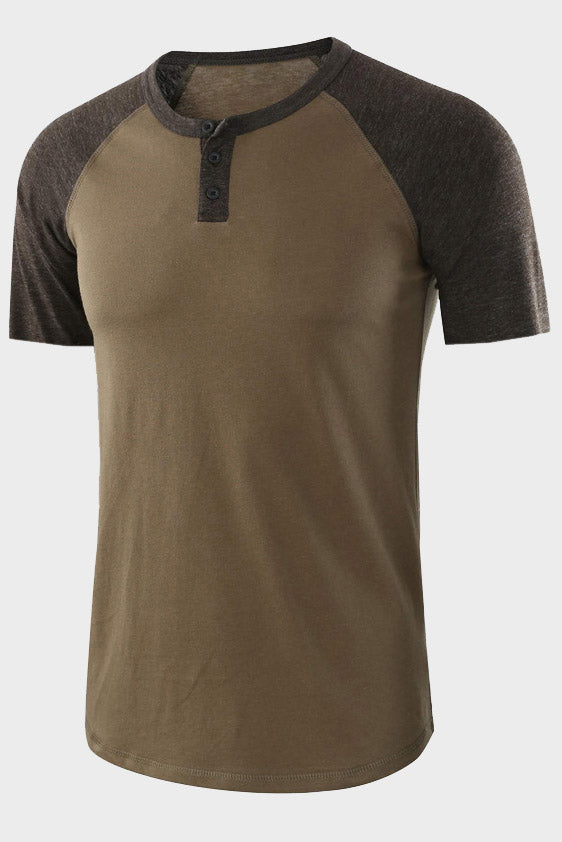 Mens Casual Loose Short Sleeve Henley Shirts