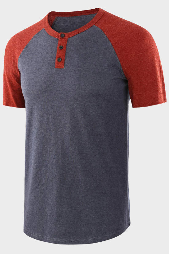 Mens Casual Loose Short Sleeve Henley Shirts