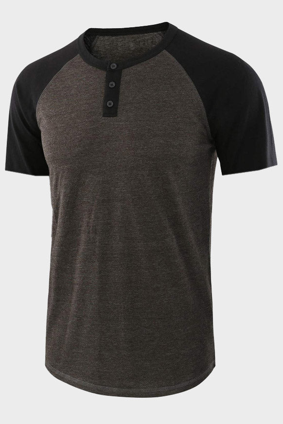 Mens Casual Loose Short Sleeve Henley Shirts