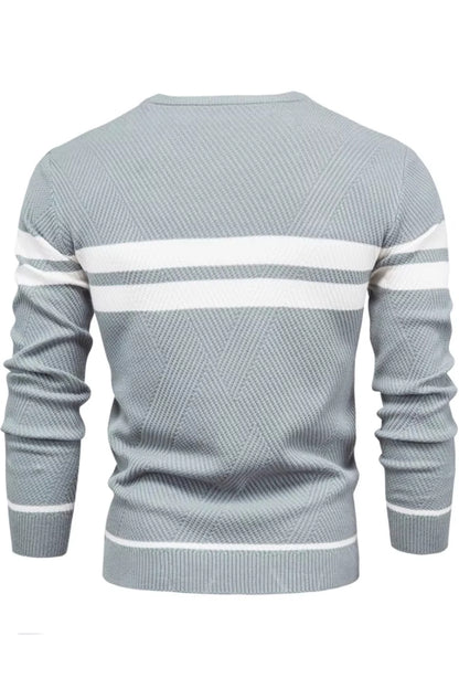 Mens Long Sleeve Striped Crewneck Slim Sweaters