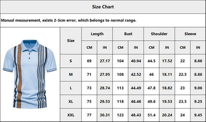 Men's Striped Printed Lapel Short Sleeved Polo Shirts