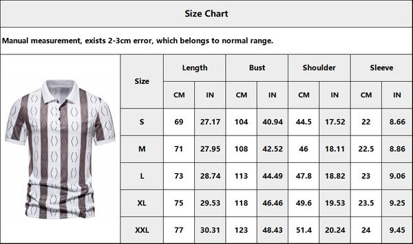 Men's Short Sleeve Striped Printed Lapel Polo Shirts