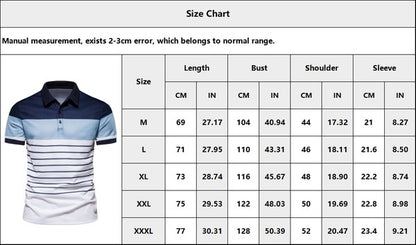 Men's Casual Short Sleeve Striped Color Block Polo Shirts