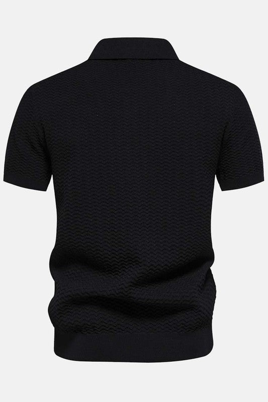 Men's Short Sleeve Color Block Zipper Polo Shirts