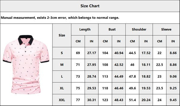 Mens Short Sleeve Printed Color Block Turndown Collar Polo Shirts