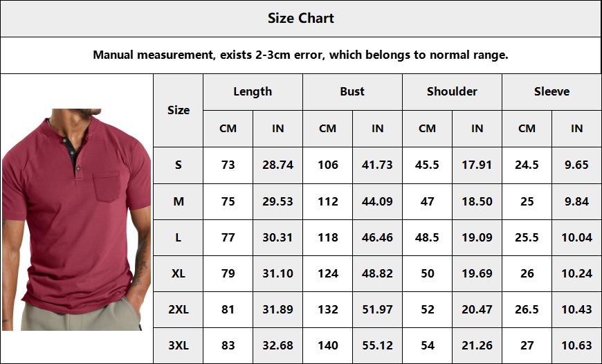 Men's Short Sleeve Button Front Pocket T-Shirts