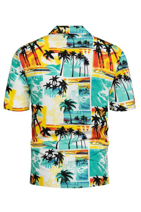 Mens Short Sleeve Sunset Pattern Hawaiian Shirts