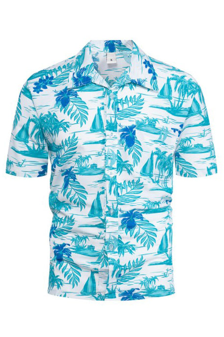 Mens Short Sleeve Island Pattern Hawaiian Shirts