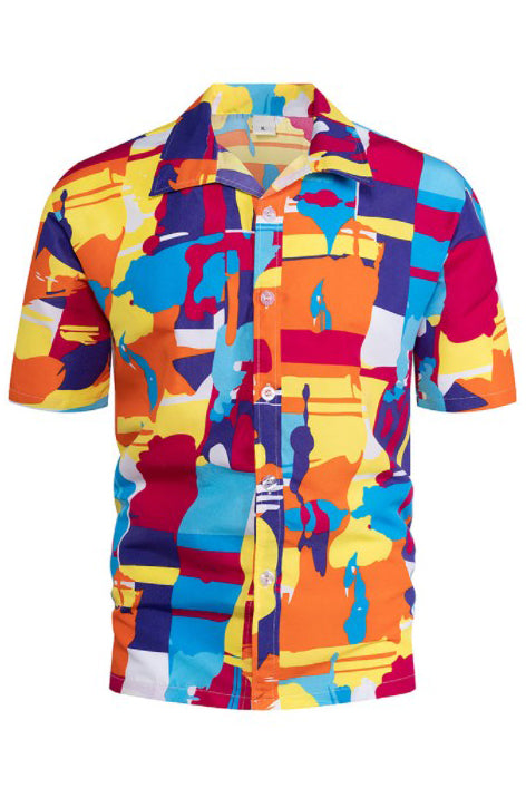 Men's Beach Geometric Printed Quick Drying Short Sleeved Shirts