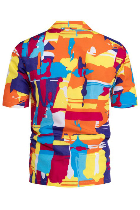 Men's Beach Geometric Printed Quick Drying Short Sleeved Shirts