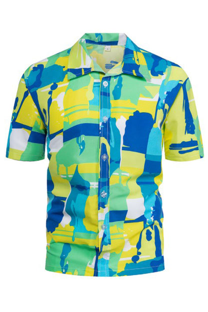 Men's Beach Geometric Printed Quick Drying Short Sleeved Shirts