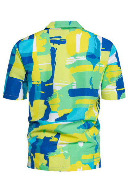 Men's Beach Geometric Printed Quick Drying Short Sleeved Shirts