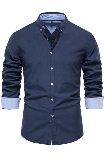 Men's Solid Long Sleeve Lapel Slim Fit Shirts