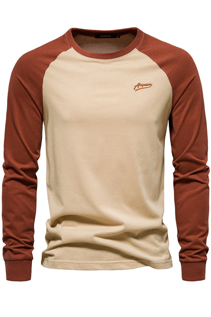 Men's Raglan Sleeve Crewneck Color Block Shirts