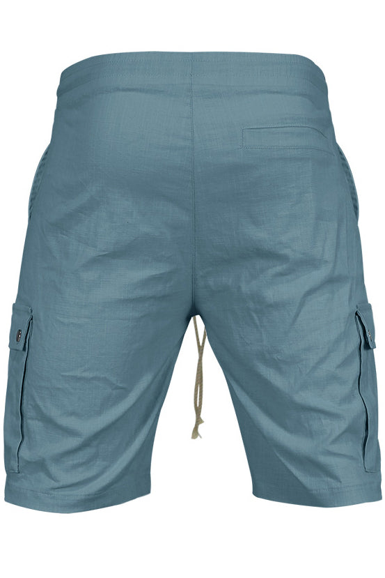 Mens Waist Drawstring Solid Slim Cargo Shorts