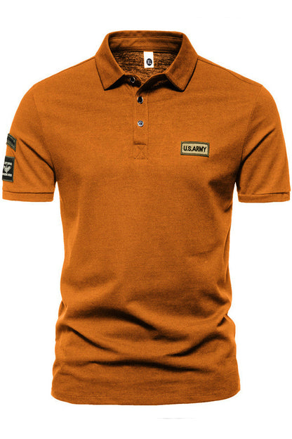 Men's Outdoor Style Short-sleeved Lapel Button Solid Polo Shirts