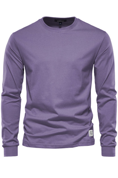 Men's Solid Crewneck Long Sleeve Cotton T-Shirts