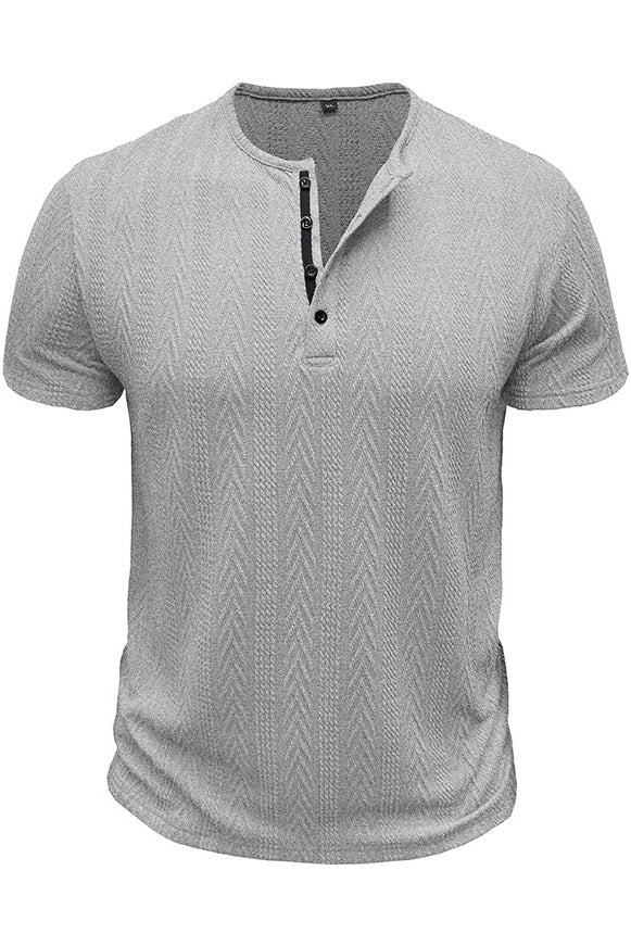 Mens Vintage Striped Knit Short Sleeve Henley Shirts