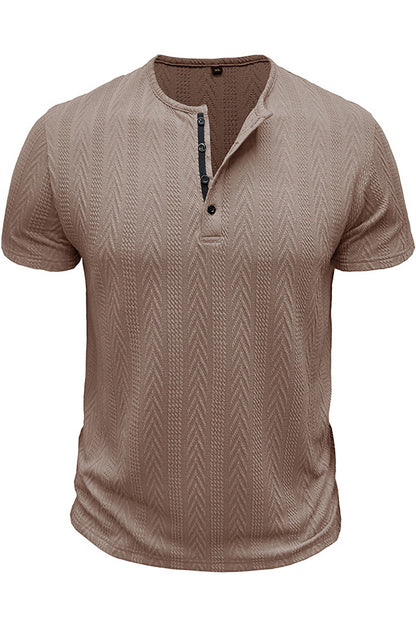 Mens Vintage Striped Knit Short Sleeve Henley Shirts