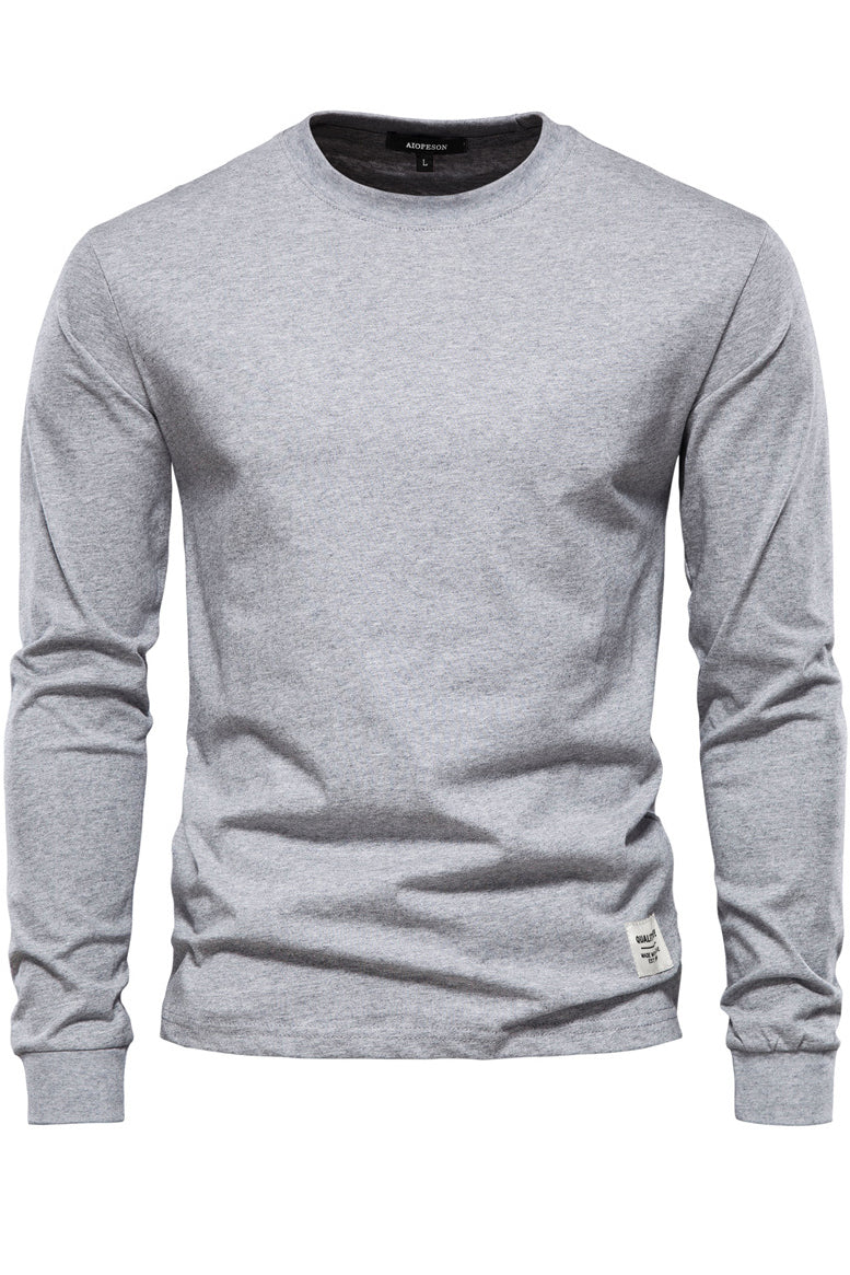 Men's Solid Crewneck Long Sleeve Cotton T-Shirts