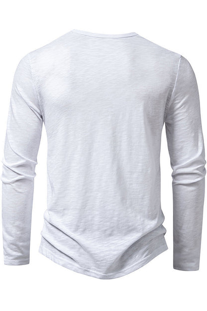 Men's Solid Long Sleeved Button Front T-shirts