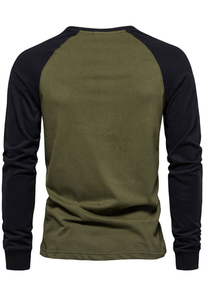 Men's Raglan Sleeve Crewneck Color Block Shirts