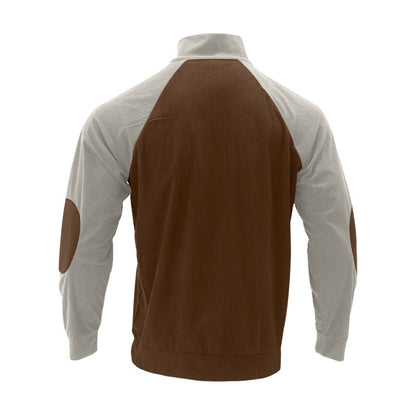 Mens Color Block Corduroy Pullovers Sweatshirts