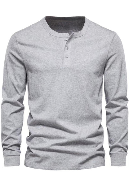 Mens Solid Long Sleeve Bottom Henley Shirts