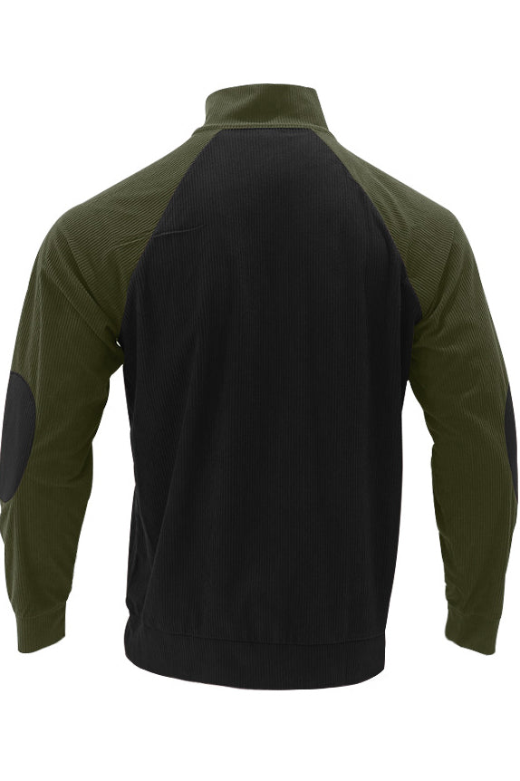 Mens Color Block Corduroy Pullovers Sweatshirts