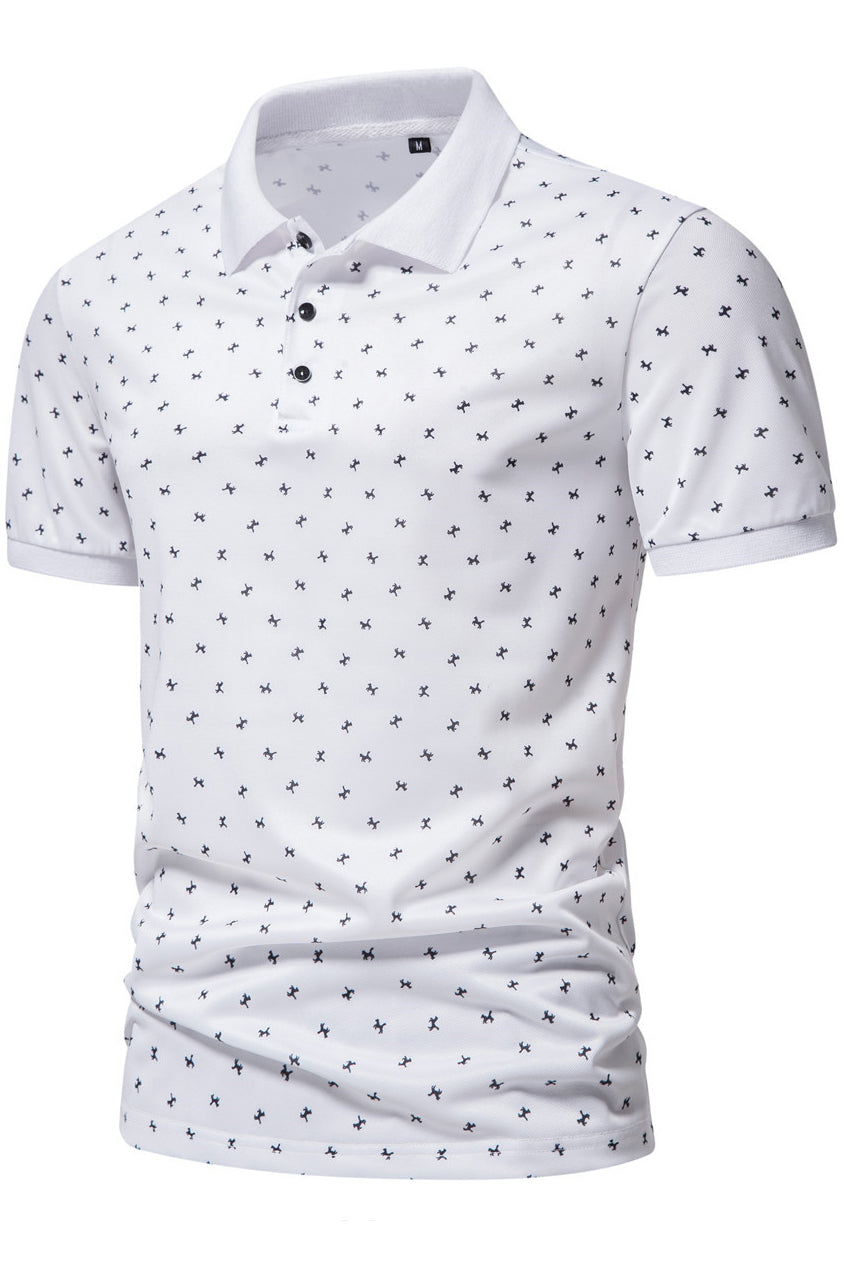 Men's Printed Lapel Short Sleeved Polo Shirts