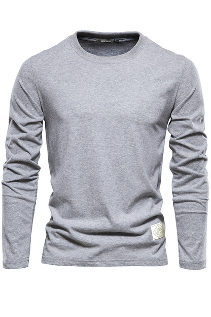 Mens Long Sleeve Solid Crewneck Cotton Bottom Shirts