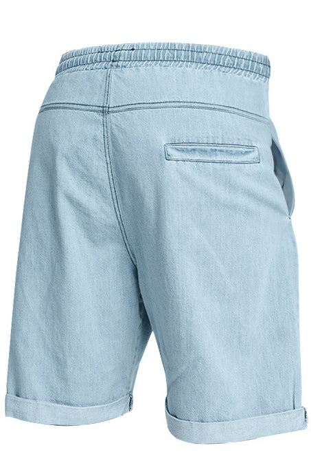 Mens Elastic Waisted Drawstring Jeans Cotton Shorts