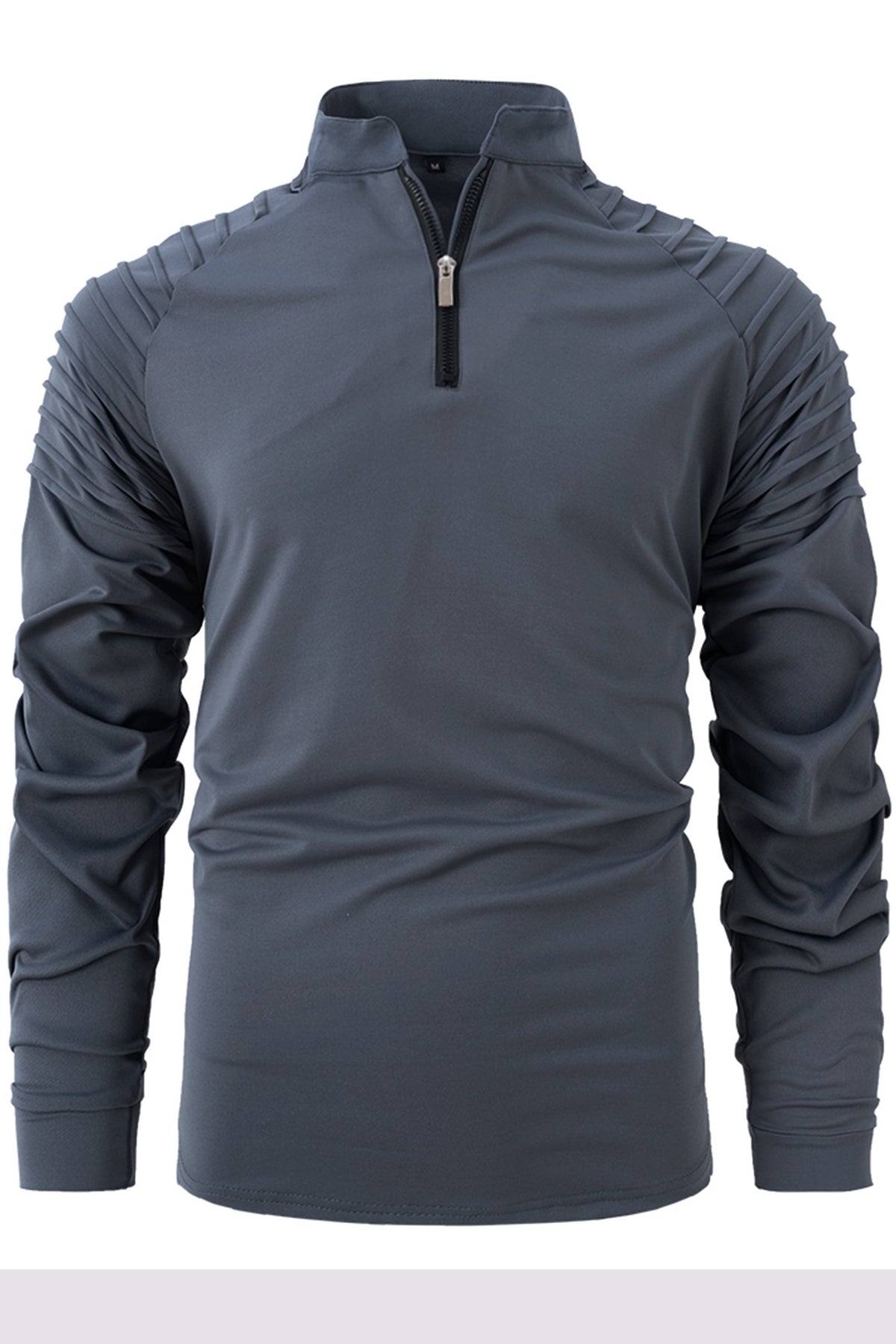 Mens Casual Solid Long Sleeved Sports Zipper Shirts