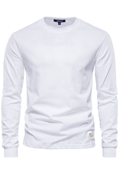 Men's Solid Crewneck Long Sleeve Cotton T-Shirts