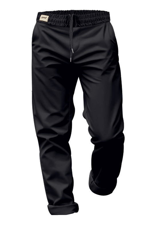 Mens Drawstring Elastic Waist Solid Loose Pants