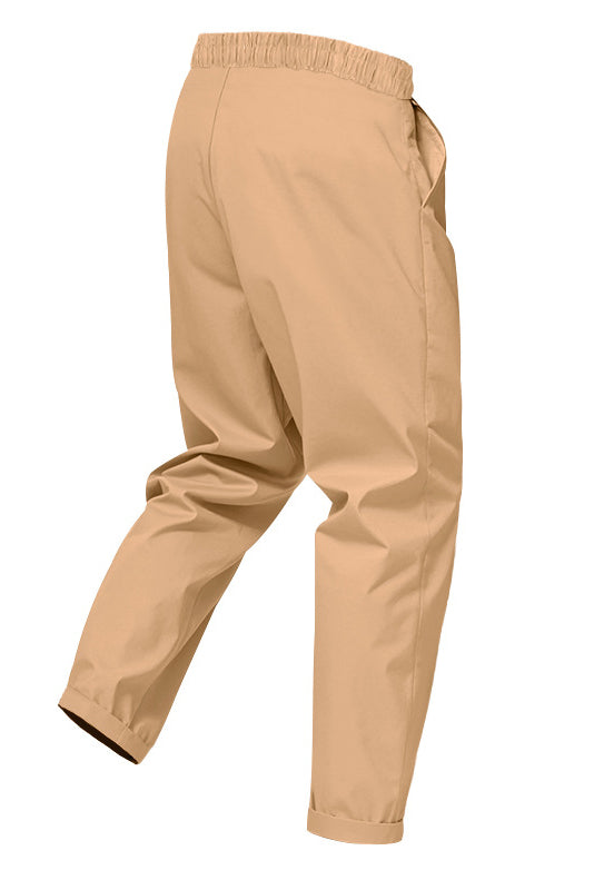 Mens Drawstring Elastic Waist Solid Loose Pants