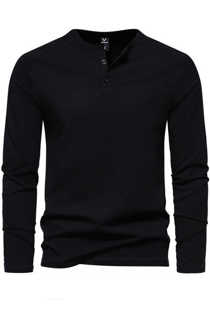 Retro Men's Crewneck Slim Long Sleeve Henley Shirts