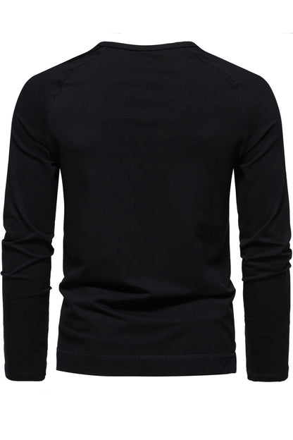 Retro Men's Crewneck Slim Long Sleeve Henley Shirts