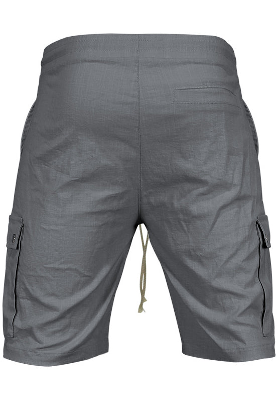 Mens Waist Drawstring Solid Slim Cargo Shorts