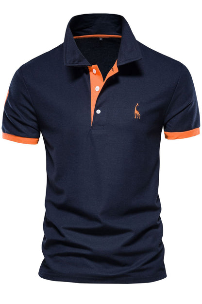 Short Sleeve Casual Deer Embroidered Lapel Polo Shirts