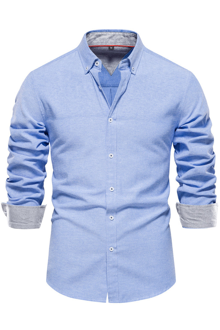 Men's Solid Long Sleeve Lapel Slim Fit Shirts