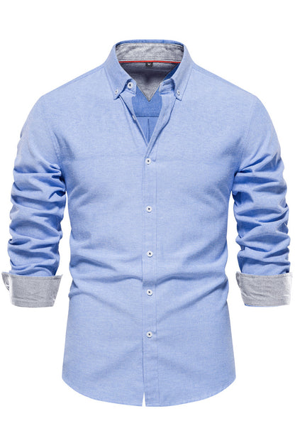 Men's Solid Long Sleeve Lapel Slim Fit Shirts