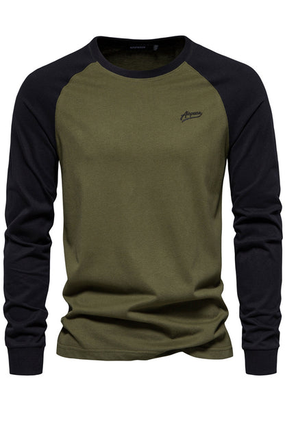 Men's Raglan Sleeve Crewneck Color Block Shirts